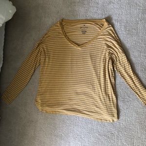 American Eagle Yellow Striped Soft and Sexy Tee